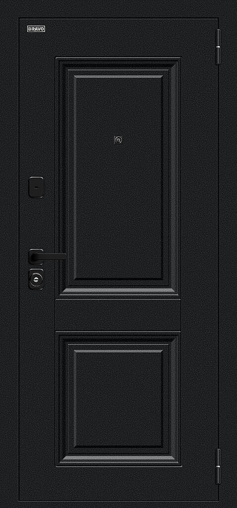 Входная дверь Некст МФ/SBlack Букле черное/White Silk BR6208 внешняя сторона